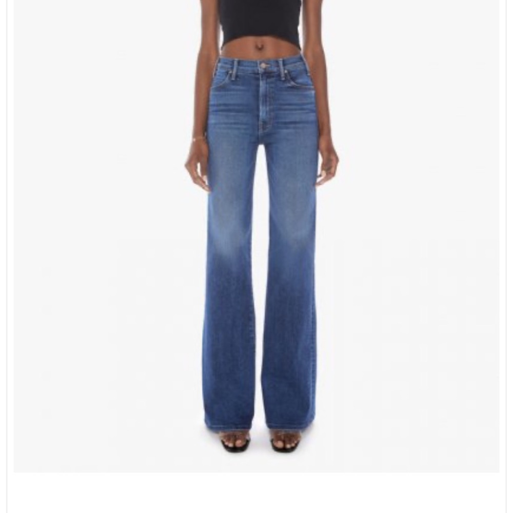 MOTHER Flare Jeans in Deep Blue; The Hustler Roller Heel; Color: Need for Speed